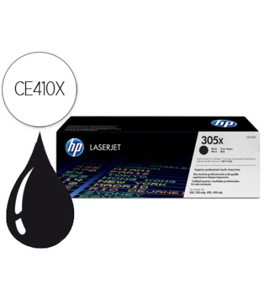 Toner hp 305x laserjet pro 300 400 ce410x negro 4000 pag