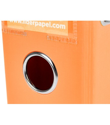 Archivador de palanca liderpapel a4 documenta forrado pvc con rado lomo 75mmnaranja compresor metalico