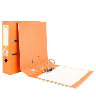 Archivador de palanca liderpapel a4 documenta forrado pvc con rado lomo 75mmnaranja compresor metalico