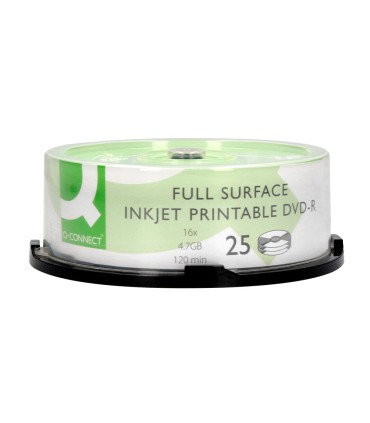 Dvd r q connect con superficie 100 imprimible para inkjet capacidad 47gb duracion 120mivelocidad 16x bote de 25 unid