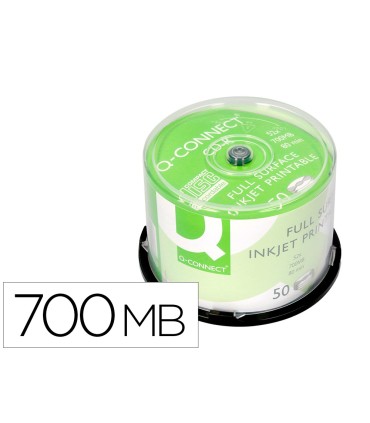 Cd r q connect con superficie 100 imprimible para inkjet capacidad 700mb duracion 80minvelocidad 52x bote de 50 unid