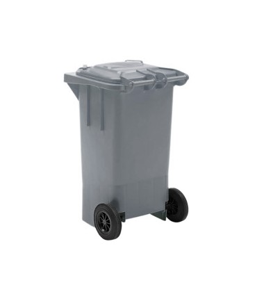 Papelera contenedor q connect plastico gris para desechos en general 100 l con tapa y ruedas 750x470x370 mm