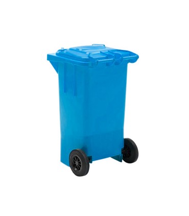 Papelera contenedor q connect plastico azul para papel y carton 100l con tapa y ruedas 750x470x370 mm