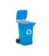 Papelera contenedor q connect plastico azul para papel y carton 100l con tapa y ruedas 750x470x370 mm