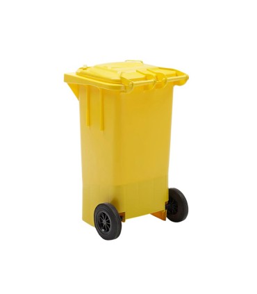 Papelera contenedor q connect plastico amarillo para plasticos y envases metalicos 100l con tapa y ruedas 750x470x370 mm