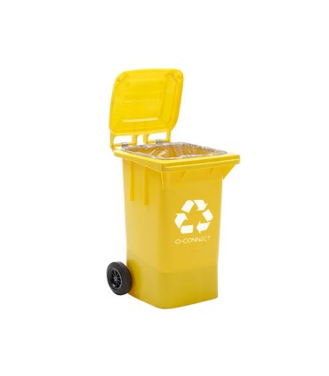 Papelera contenedor q connect plastico amarillo para plasticos y envases metalicos 100l con tapa y ruedas 750x470x370 mm