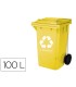 Papelera contenedor q connect plastico amarillo para plasticos y envases metalicos 100l con tapa y ruedas 750x470x370 mm