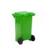 Papelera contenedor q connect plastico verde para envases de vidrio 100l con tapa y ruedas 750x470x370 mm