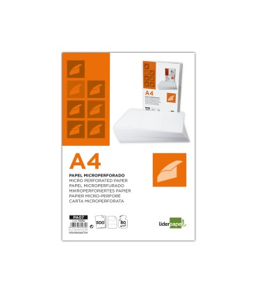 Papel liderpapel a4 80g m2 liso microperforado en tres partes iguales paquete de 500 hojas