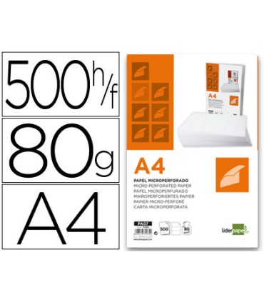 Papel liderpapel a4 80g m2 liso microperforado en tres partes iguales paquete de 500 hojas