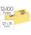 Bloc de notas adhesivas quita y pon post-it super sticky 76x127 mm con 12 bloc amarillo canario