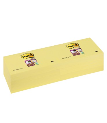 Bloc de notas adhesivas quita y pon post it super sticky 76x76 mm con 12 bloc amarillo canario