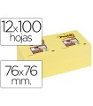 Bloc de notas adhesivas quita y pon post-it super sticky 76x76 mm con 12 bloc amarillo canario