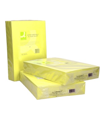 Papel color q connect din a3 80gr amarillo neon paquete de 500 hojas