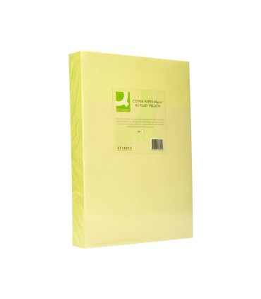 Papel color q connect din a3 80gr amarillo neon paquete de 500 hojas