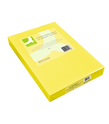 Papel color q connect din a3 80gr amarillo neon paquete de 500 hojas