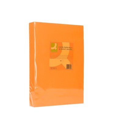 Papel color q connect din a3 80 gr naranja intenso paquete de 500 hojas