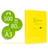 Papel color q connect din a3 80 gr amarillo intenso paquete de 500 hojas