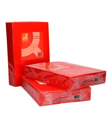 Papel color q connect din a3 80gr rojo intenso paquete de 500 hojas