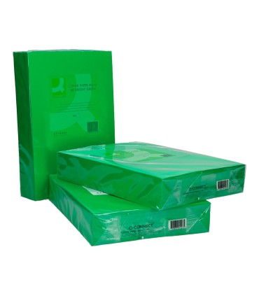 Papel color q connect din a3 80gr verde intenso paquete de 500 hojas