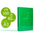 Papel color q connect din a3 80gr verde intenso paquete de 500 hojas