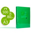 Papel color q-connect din a3 80gr verde intenso paquete de 500 hojas