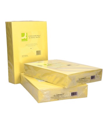 Papel color q connect din a3 80gr amarillo paquete de 500 hojas