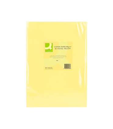 Papel color q connect din a3 80gr amarillo paquete de 500 hojas