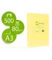 Papel color q-connect din a3 80gr amarillo paquete de 500 hojas