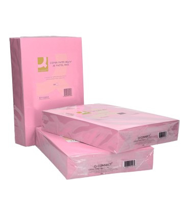 Papel color q connect din a3 80 gr rosa paquete de 500 hojas