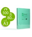 Papel color q-connect din a3 80gr verde paquete de 500 hojas