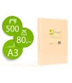 Papel color q-connect din a3 80gr crema paquete de 500 hojas