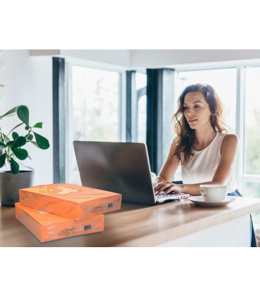 Papel color q connect din a4 80gr naranja neon paquete de 500 hojas