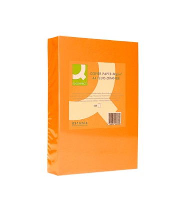 Papel color q connect din a4 80gr naranja neon paquete de 500 hojas