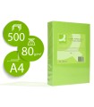 Papel color q-connect din a4 80gr verde neon paquete de 500 hojas