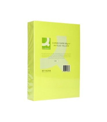 Papel color q connect din a4 80gr amarillo neon paquete de 500 hojas