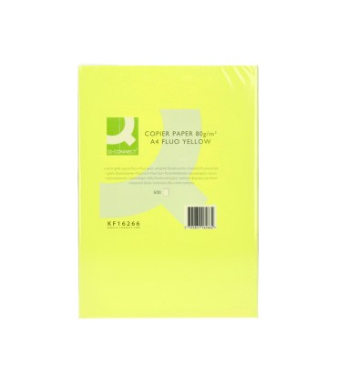 Papel color q connect din a4 80gr amarillo neon paquete de 500 hojas