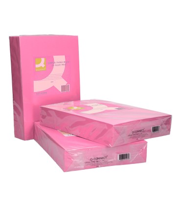 Papel color q connect din a4 80gr rosa neon paquete de 500 hojas