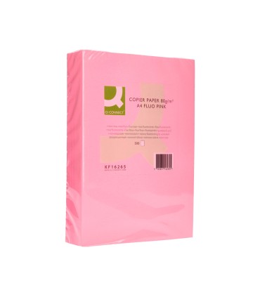 Papel color q connect din a4 80gr rosa neon paquete de 500 hojas