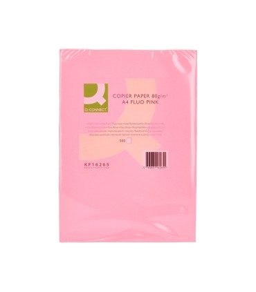 Papel color q connect din a4 80gr rosa neon paquete de 500 hojas