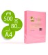 Papel color q connect din a4 80gr rosa neon paquete de 500 hojas