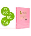 Papel color q-connect din a4 80gr rosa neon paquete de 500 hojas