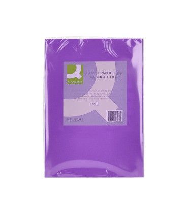 Papel color q connect din a4 80gr lila intenso paquete de 500 hojas