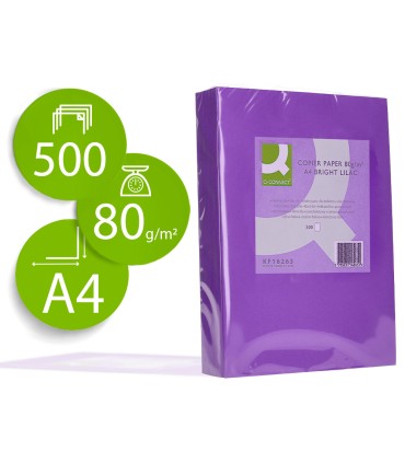 Papel color q connect din a4 80gr lila intenso paquete de 500 hojas