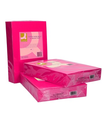 Papel color q connect din a4 80gr rosa intenso paquete de 500 hojas