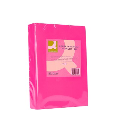 Papel color q connect din a4 80gr rosa intenso paquete de 500 hojas