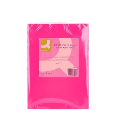 Papel color q connect din a4 80gr rosa intenso paquete de 500 hojas