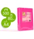 Papel color q connect din a4 80gr rosa intenso paquete de 500 hojas