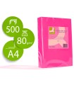 Papel color q-connect din a4 80gr rosa intenso paquete de 500 hojas