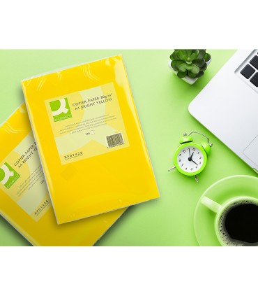 Papel color q connect din a4 80gr amarillo intenso paquete de 500 hojas